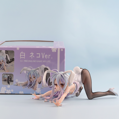 Anime character figurine with packaging on a light blue background