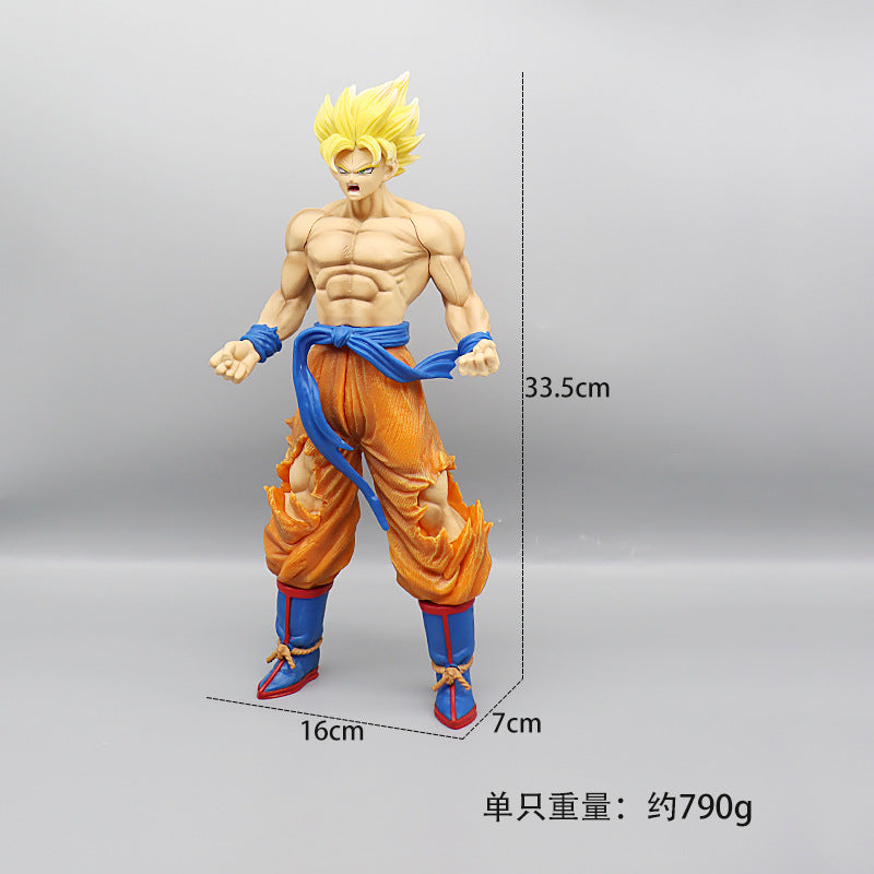 Action figure with measurements on a gray background