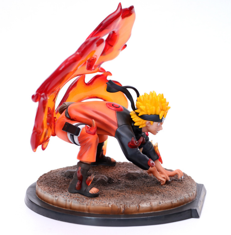 Action figure of a character with fiery abilities on a white background