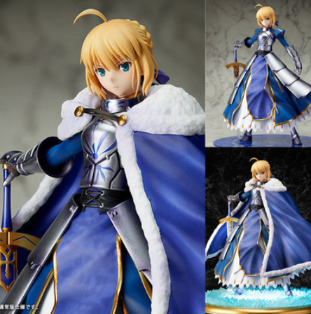 Figurine of a character in armor with a blue cape and sword, set against a neutral background.