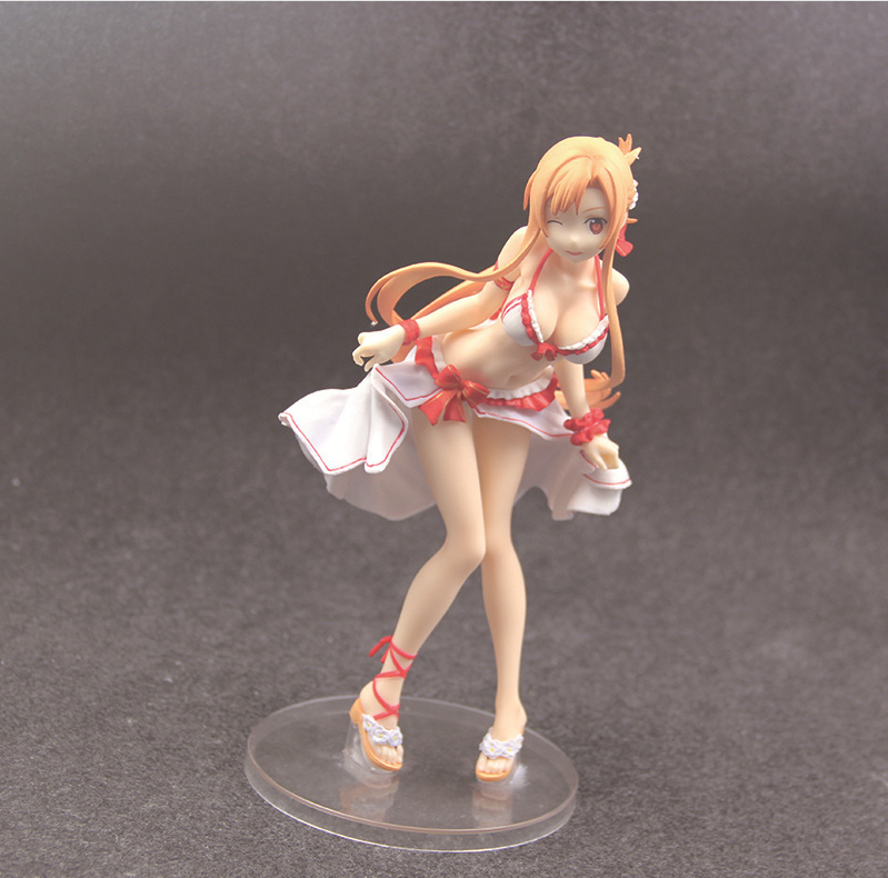 Anime character figurine on a clear stand against a dark background