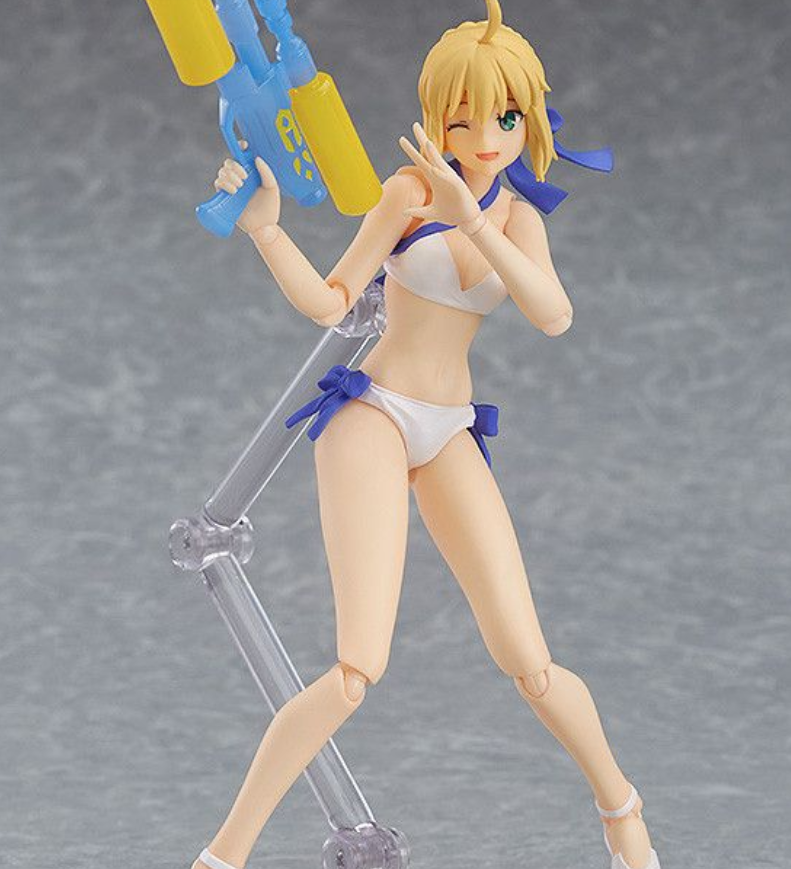 Figure of a character in a bikini with snorkeling gear on a gray background
