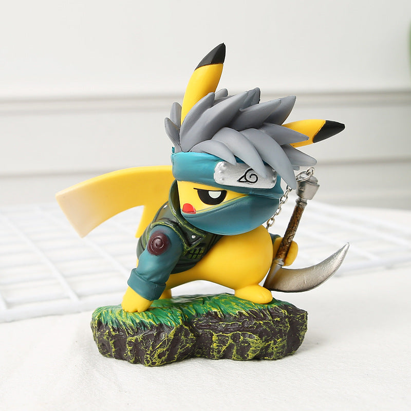 Animated character figurine with warrior-like appearance on a white background